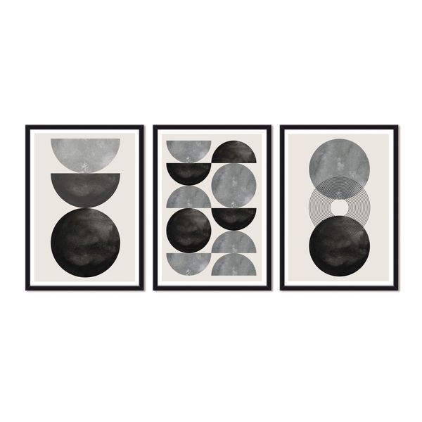 Abstracto-Media-Luna-Set-Cuadros-50x70-Negro